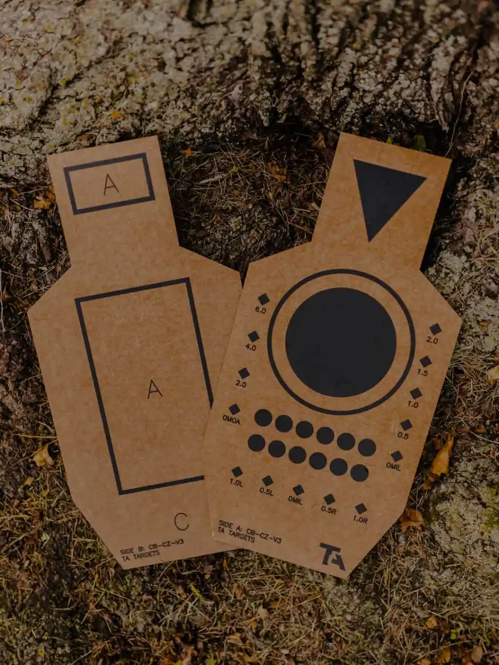 C Zone Cardboard Targets with pistol training dots