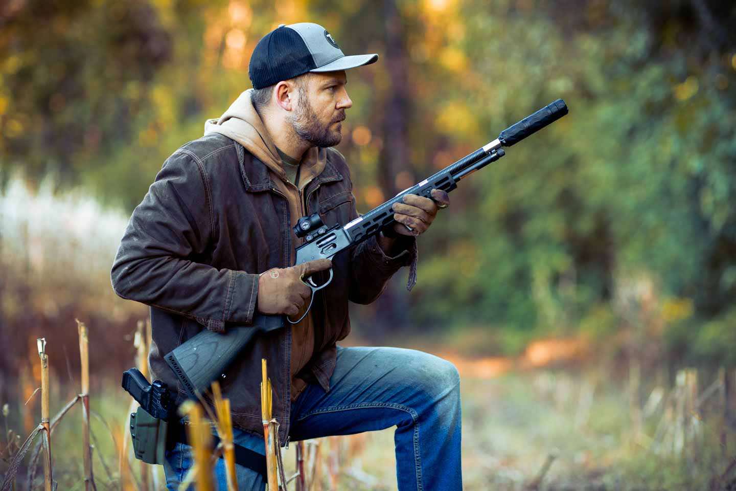 Hunting with a Lever Action Jared out in the Woods with his Lever Action Rifle