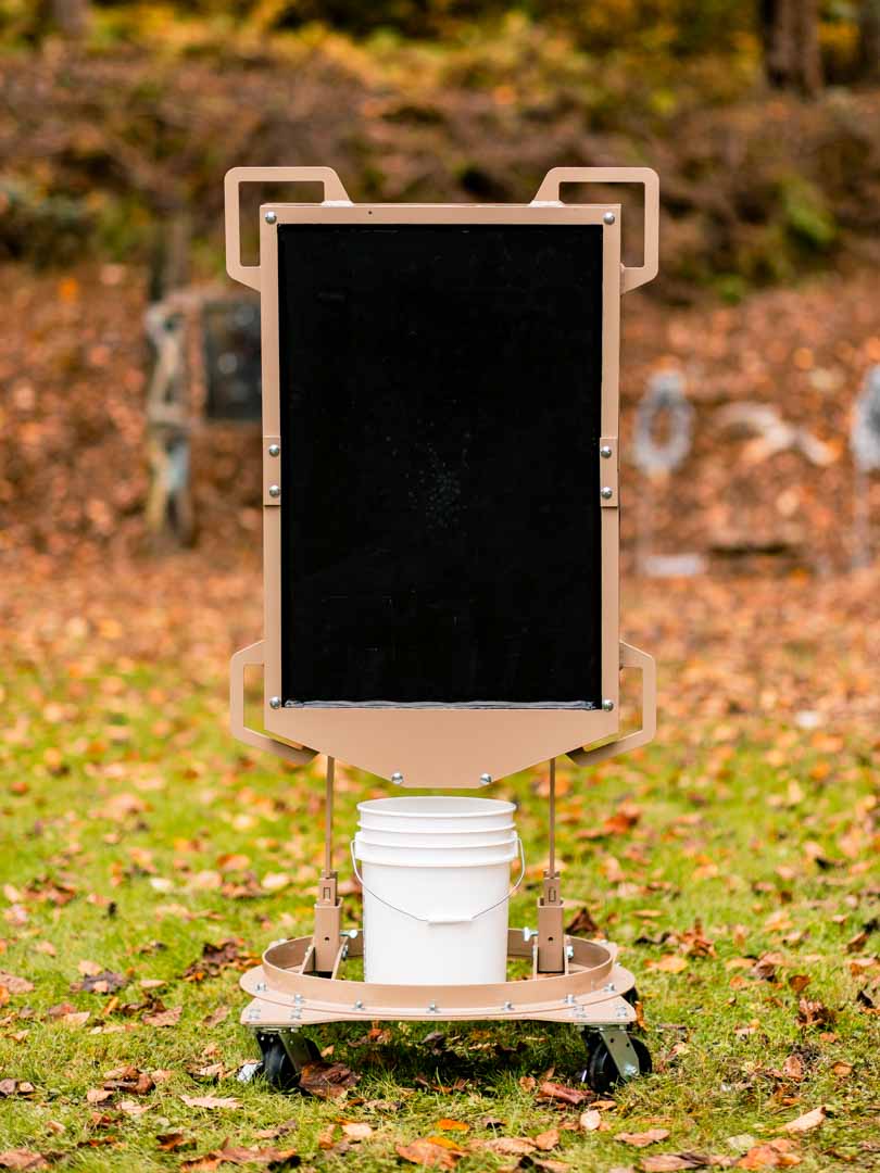 Clean Bullet Trap Clean Bullet Trap with a 5 gallon bucket to catch lead.