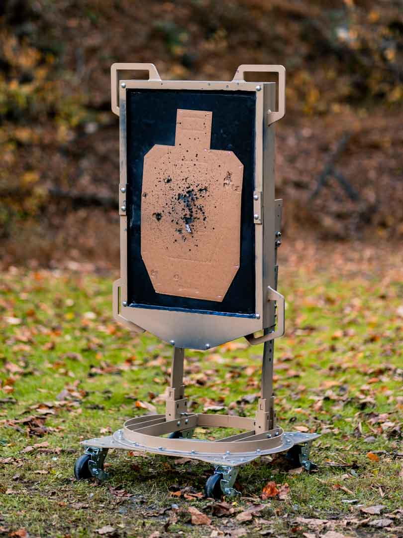 USPSA Cardboard target on Self-Healing Bullet Trap Rubber