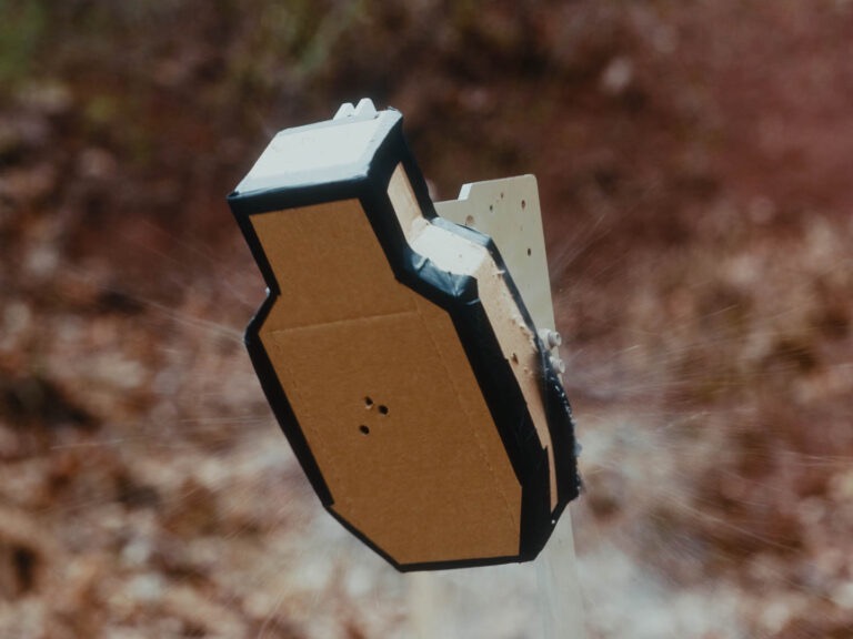 The moment a 10mm 220 grain underwood hard cast projectile impacts our steel target plate. 