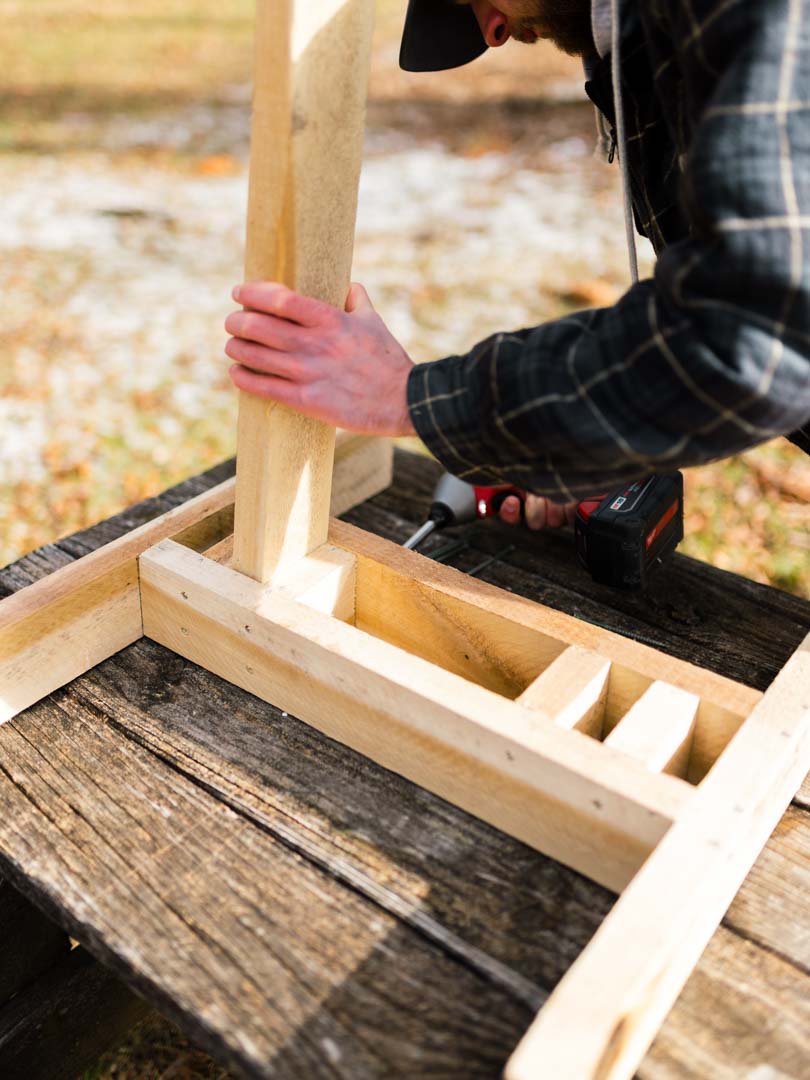 Use a 2X4 to finish the last block