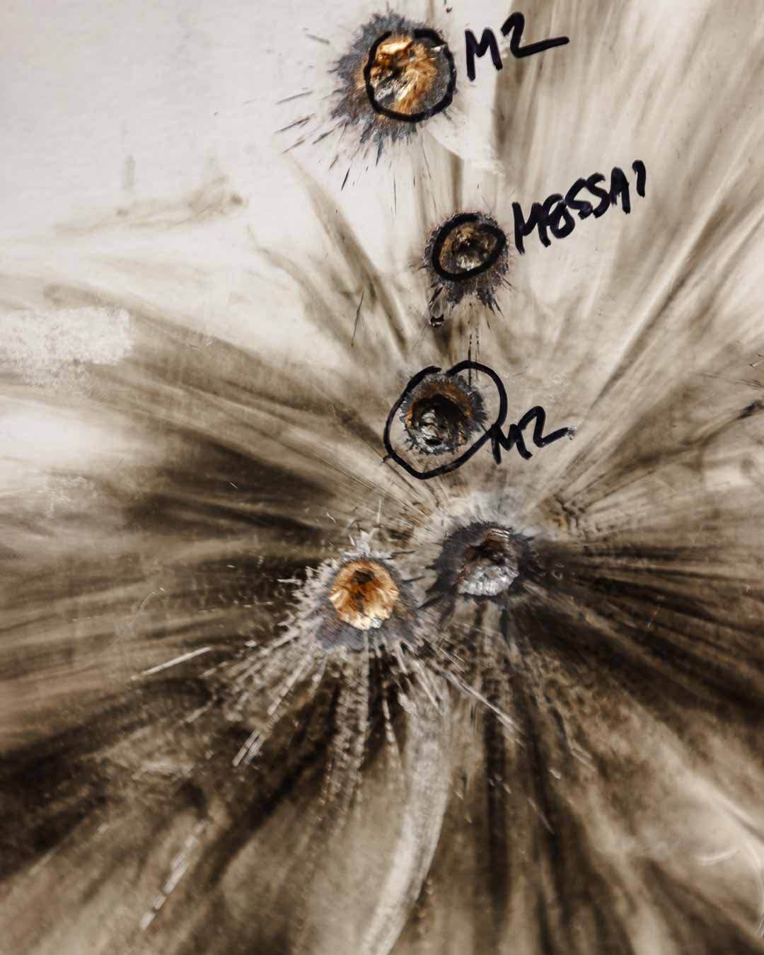 Here you can see an M2 round (Left, with copper color) next to the API round (silver with black soot surrounding it).