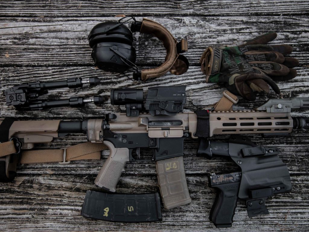 range day gear AR15 with Pistol and range gear