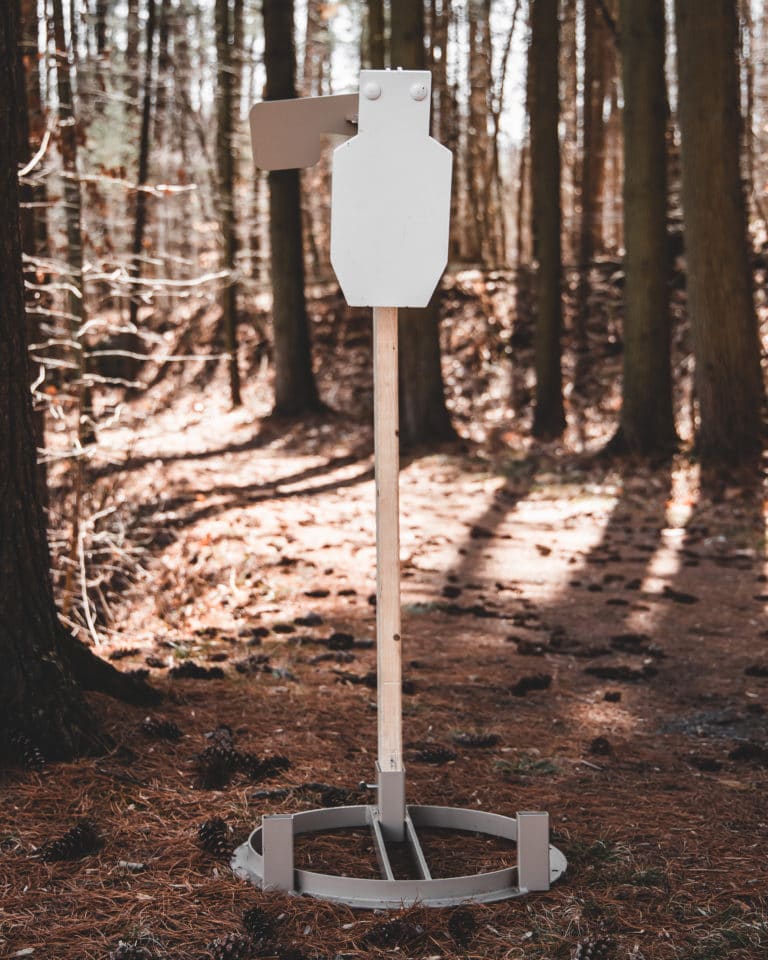 Mini A-DAP with Round Base Mini A-DAP Steel Target with Hostage Target in the woods