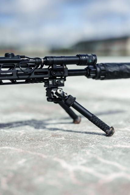 Atlas BT10 V8 Bipod, Surefire 640V, mounted onto a PWS Mark18 in 6mm ARC