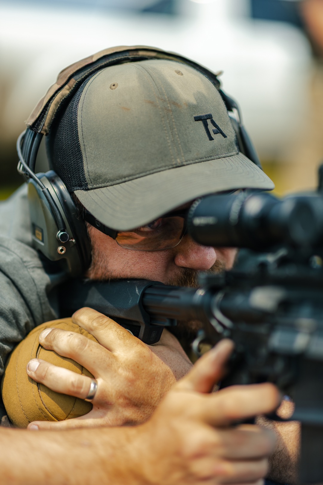 Jared looking down range through his Vortex Eagle Scope
