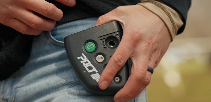 PACT Club Timer III shot timer on pocket