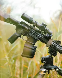 Full auto machine gun in the field