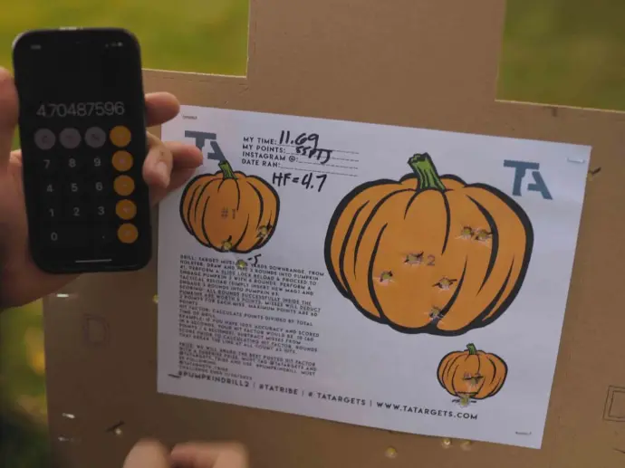 Filled out scoring of the Pumpkin Paper Target Drill Filled out scoring of the Pumpkin Paper Target Drill