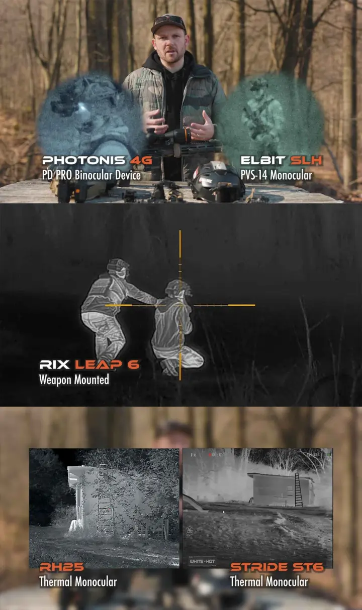 This slide shows some images from Night Vision tubes as well as several thermal units