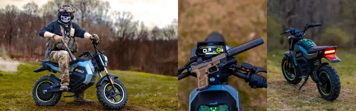 Riding a E Bikes with night vision and pistol