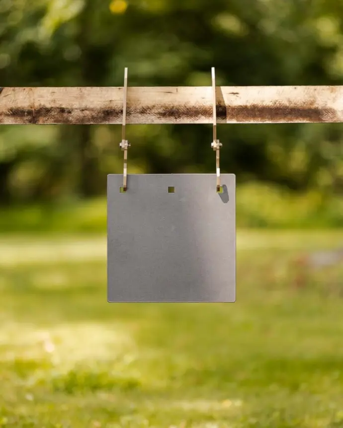 Square Target System Hanging on a 2X4 Sawhorse Gong System